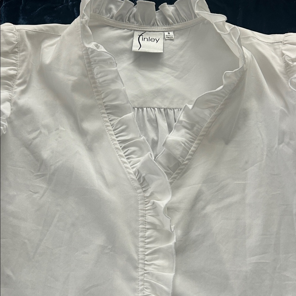Perfect condition Finley Classic White Blouse with Ruffles - Picture 10 of 11